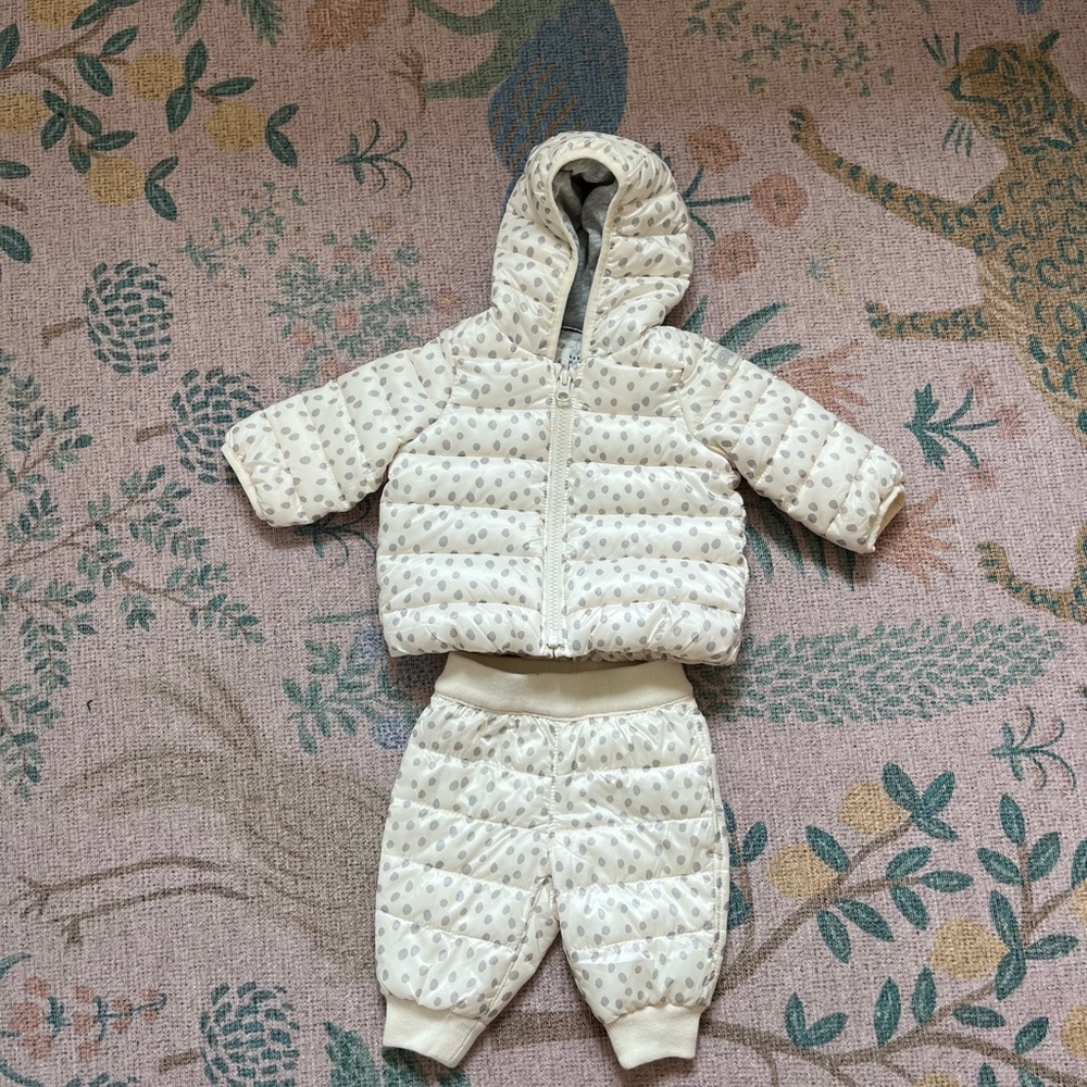GAP Baby Polka Dot Puffer Jacket with pants
